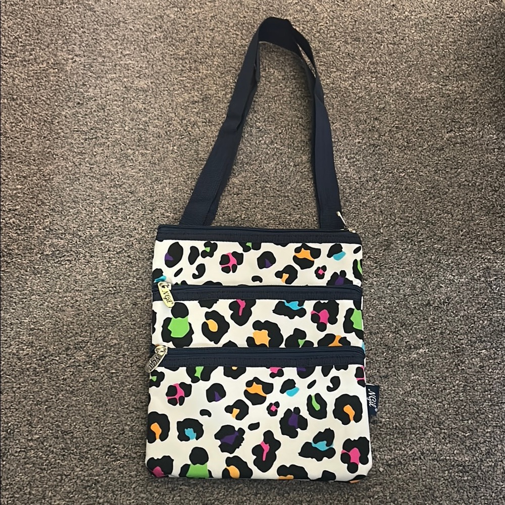 Black and White Crossbody Bag with Leopard Print